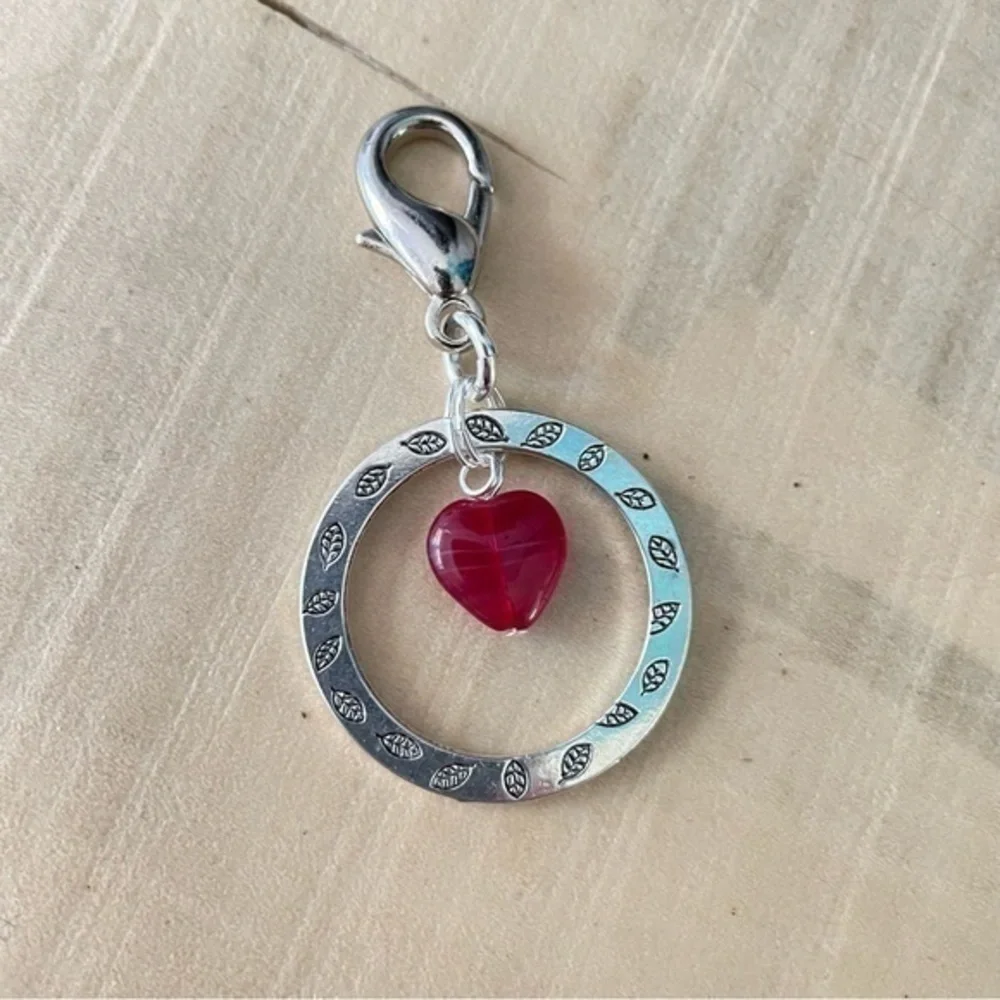 $10 SALE Pet Handmade Cat Dog Collar Charm Red Heart Stamped Metal